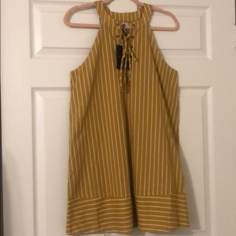 NWT JOA Mustard lace up dress!